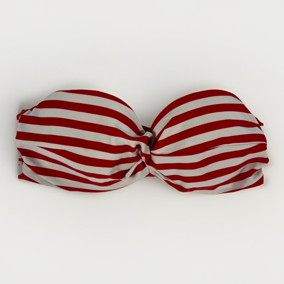 Cocoship Bikini Top Size 4 Red & White Striped Bandau No Straps EUC - Picture 1 of 12